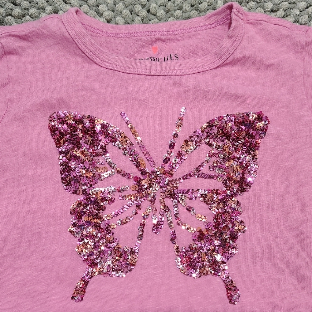 Pink Butterfly Sequin Kids Top